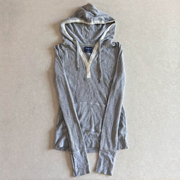 American Eagle Outfitters Waffle Knit Thermal Hoodie ALT ASO Elena Gilbert - Picture 3 of 8